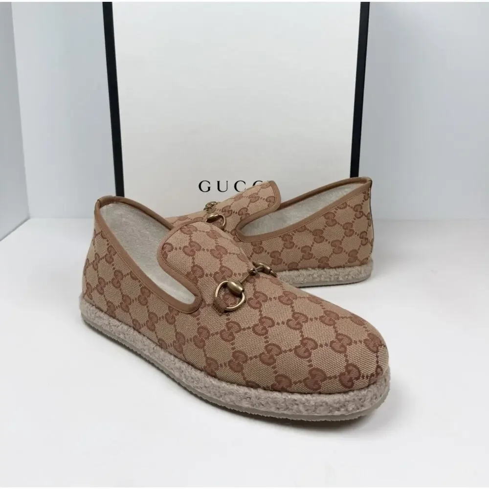 Size 8.5US - Gucci Horsebit Espadrille GG Canvas Loafers🍂 NEW/RETAIL $700!